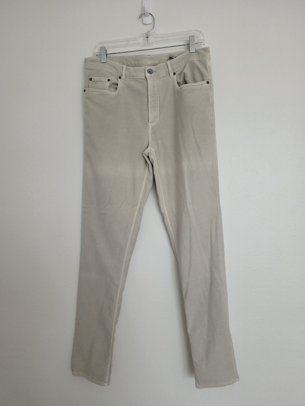 Faherty Stretch Terry 5-Pocket Pants Size 33x31 Stone Neutral Casual Mens EUC